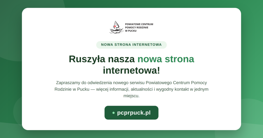 Grafika informująca o nowej stronie.